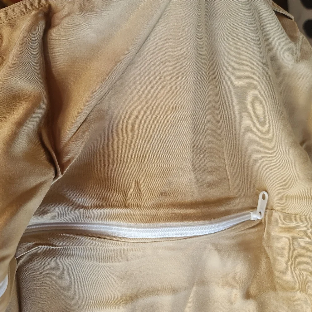 Angel's Collection Queen Size Bamboo Gold Tinted Beige Tan Bed Duvet Cover EUC
